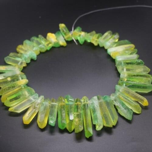 Nautral Green Stone Necklace Point Pendant Crystal Quartz Bullet Hexagonal Rock Pendulum Column Reiki Healing Chakra Jewelry