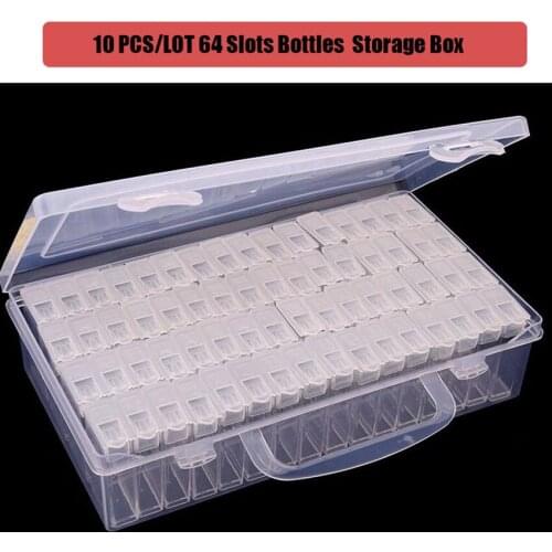10pcs/lot diamond painting accessories tools 64Box Organizer Transparent Plastic Rhinestone Drill Mosaic Bead Storage Box gift