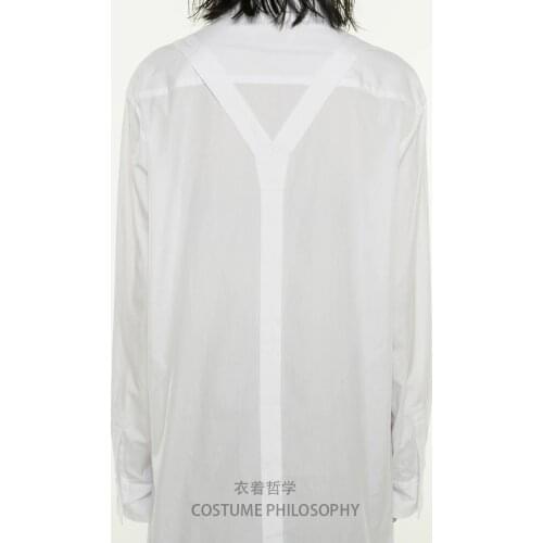 Original personality mens shirt straps loose dark department fashion shirt plus size runway men