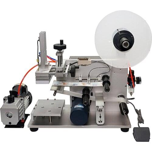 Semi Automatic Pneumatic Flat Labeling Labeler Label Machine for Medicine Bottle Glass Metal Packing device Labeling equipment