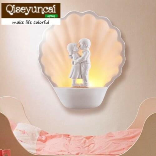 Qiseyuncai 2018 Childrens room wall cartoon creative personality warm aisle stairs bedroom bedside lamp living room wall light