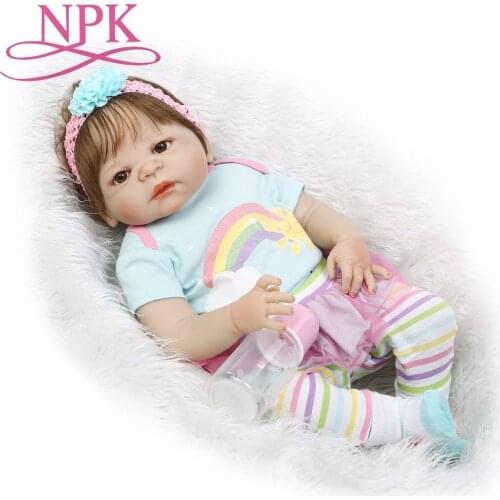NPK Lifelike Silicone Reborn Baby Menina Alive 23'' Newborn Baby Dolls Full Vinyl body toys reborn bebe Truly Kids Toys