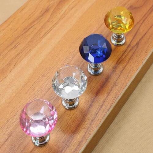 New Arrive 30mm Diamond Crystal Glass Door Knobs Drawer Cabinet Furniture Handle Knob Screw Furniture Accessories