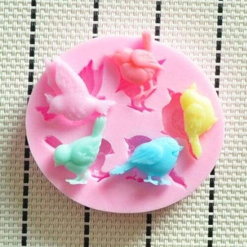 Silica Gel Turn Sugar Mold For Birds Cartoon 3D DIY Tool Mould Pattern Fondant Craft Chocolate Decorating Cutter Cake