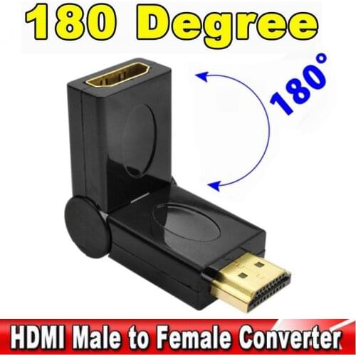 500pcs HDMI 1.4 Male to Female MF 180 90 Degree Angle Rotate Swivel Folding Adapter Converter For Xbox 360 for PS4 PS3 Game TV