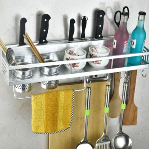 Kitchen ledge 50/60 thickened side panel space aluminum kitchen knife holder multi-function hook double cup hanger