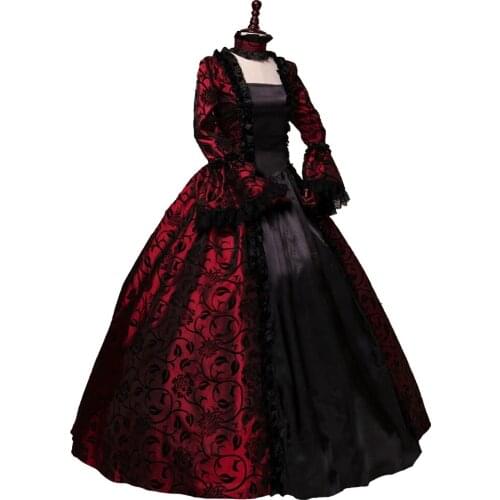 Victorian Gothic Georgian Period Dress Halloween Masquerade Ball Gown Reenactment Clothing