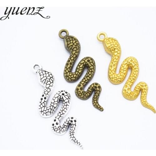 YuenZ 5pcs 3 colour Antique bronze snake Pendant Alloy DIY Fashion charm Bracelet Necklace Jewelry Accessories 43*15mm D9248