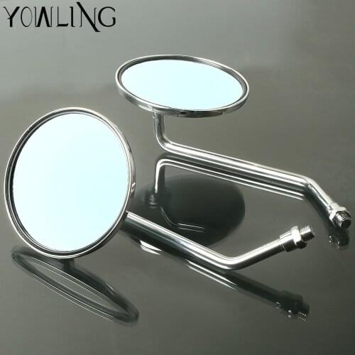2PCS Chrome Motorcycle Mirror Round Racing Bike for Chopper Cafe Rearview Mirrors Handlebar Mirror 8mm 10mm Thread Universal