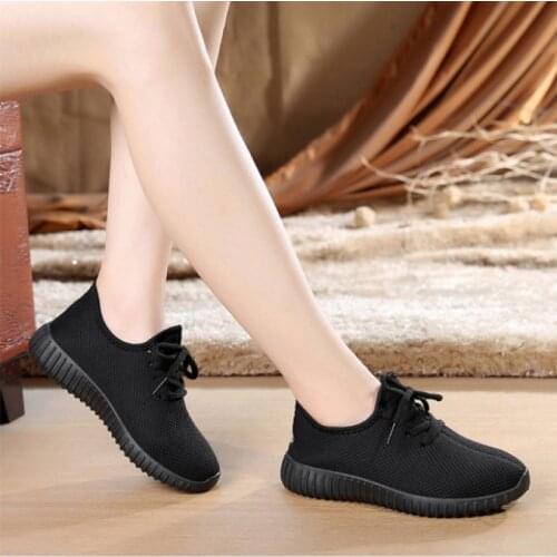 Plus Size 41 Women Vulcanized Shoes Sports Lace Up Flat Shoes For Woman Casual Mesh Breathable Antiskid Tenis Feminino Sneakers