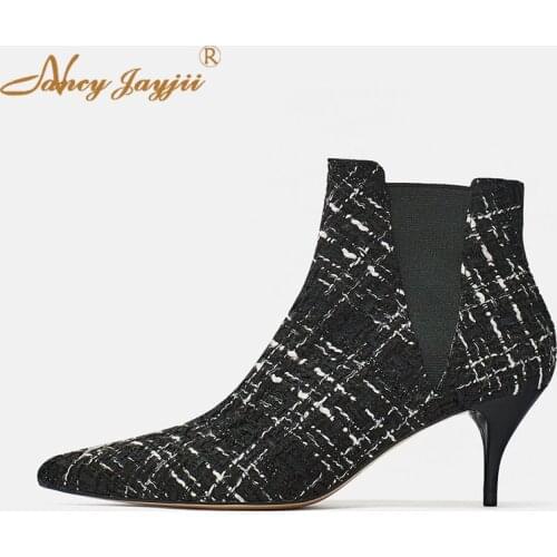 Spring/Autumn Women Adult Boots Ladies Shoes Mixed Colors Ankle Pointed Toe High Thin heels Concise Nancyjayjii Novelty 2019