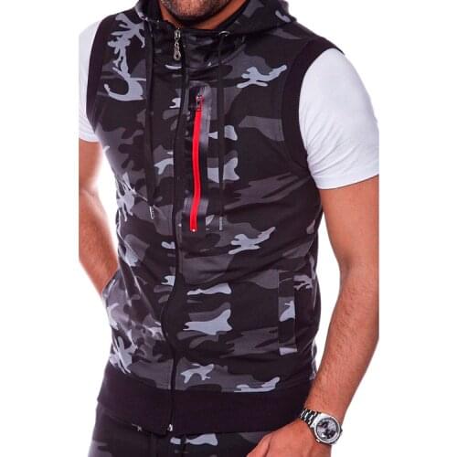 2019 New Men Running Vest Shirt Muscle Hooded Top Bodybuilding Gym Workout Sleeveless Sport Vest Big Size 3XL
