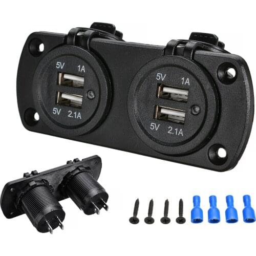 1pc 5V 2.1A Car 4 USB Charging Ports Socket Power Charger Cables Adapters LED Light For Auto Boat Camper Van Truck Accessories