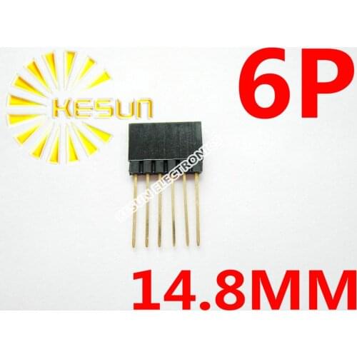 100PCS 2.54MM 6Pin 14.8MM Long Needle Female Pin Header Strip Stackable Header