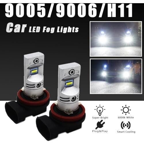 2Pcs H11 LED Car Fog Light 9005 9006 HB3 HB4 Diode Fog Lamp For Car 12v 24v 6000k Nonpolar 20w 2000Lm