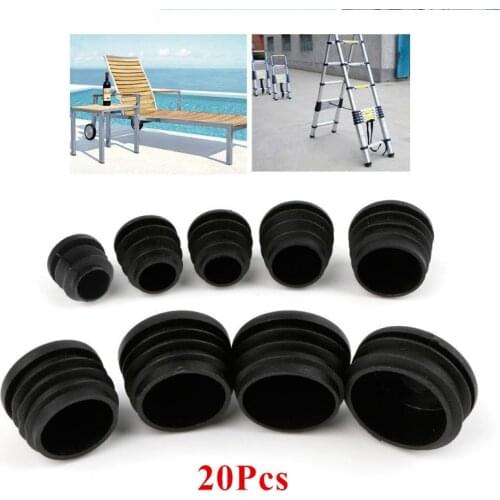 20Pcs Black Plastic Furniture Leg Plug Blanking End Cap Bung For Round Pipe Tube Hot-selling