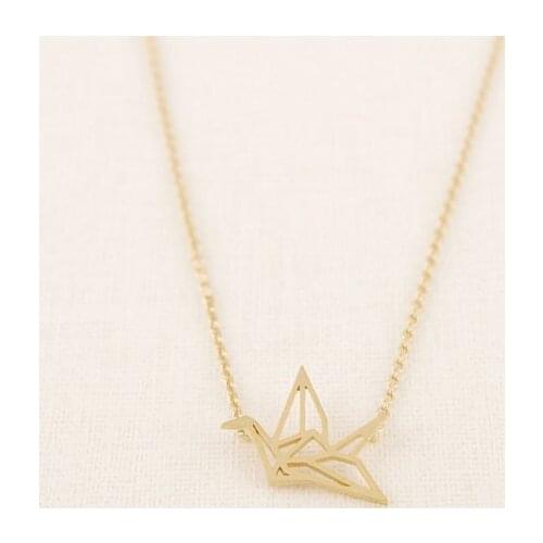 Daisies 30pcs/lot Gold Silver Origami Crane Necklace Long Necklace Animal bird crane Pendant Sweet Jewelry Fashion for women