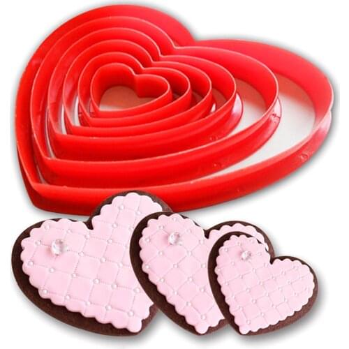 6 Pcs Heart Shaped Cake Mold Cookie Cutter Biscuit Fondant Sugar Craft Pastry Cake Decorating Tools