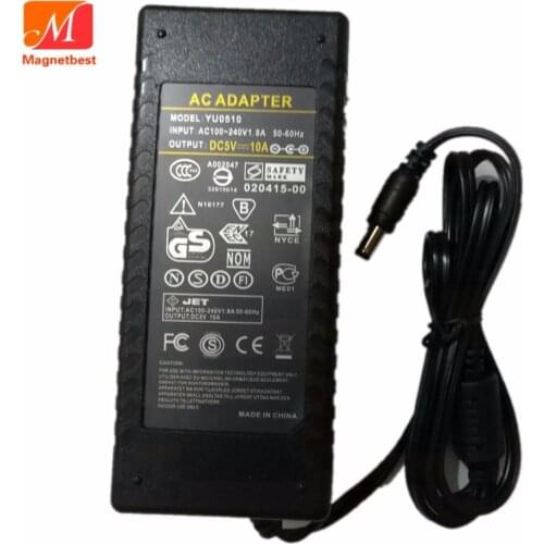 2PCS/LOT 5V 10A AC DC Adaptor With IC Chip Power Supply Adpater 5V10A Charger Transformer For LED Strip Light CCTV 5.5*2.5mm