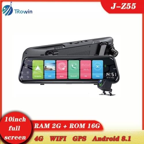 10Inch 4G Car Android 8.1 WIFI GPS Navigation Touch Mirrror DVR Dual Camera DashCam ADAS Video Recorder Rearview Big Angle