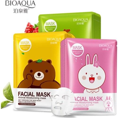 BIOAQUA 5Pcs Skin Care Animal Collagen Facial Mask Moisturizing Oil Control Whitening Shrink Pores Face Mask Beauty Face Care