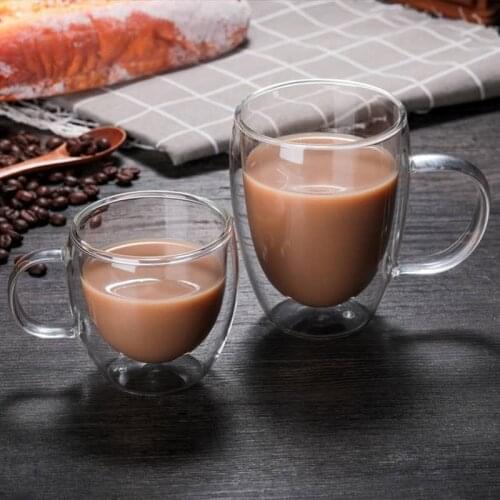 Double Wall Cup Coffee Tea Cups Heat Resistant Double Wall Coffee Mugs Transparent Mug Water Drinkware Glass Cup