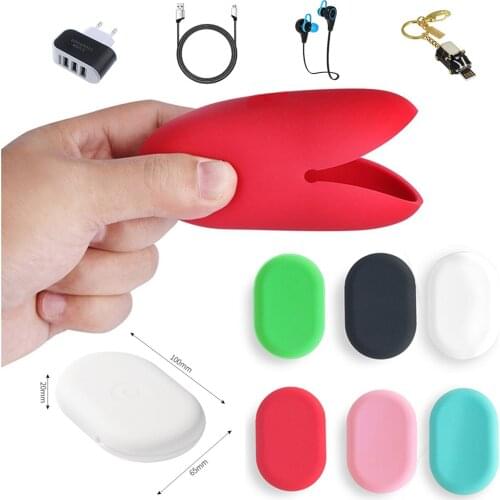Earphone Case Bag Sillicon Charger Organizer Box Headphone Mini Case Travel Storage Cable Earphone Wire Storage Case Accessories