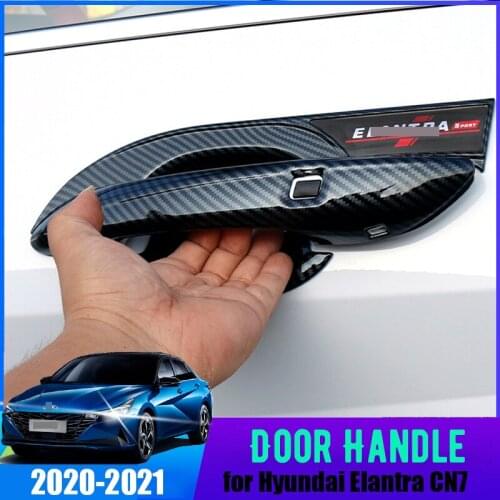 For Hyundai Elantra CN7 2020 2021 ABS carbon fiber stainless steel side door handle cover decoration anti-scratch modification