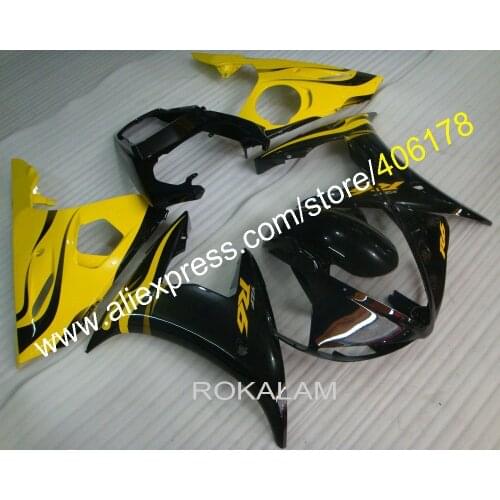 Customized Injection Fairing Kit For Yamaha 2005 YZF 600 R6 05 YZF-R6 Yellow Black ABS Fairing (Injection Molding)