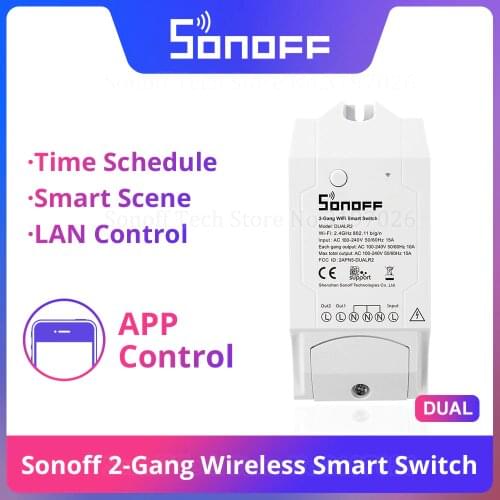 Itead Sonoff Dual 2 Gang Wifi Light Switch Remote Control Switch Smart Home Wifi Module Works With Alexa Google Home IFTTT