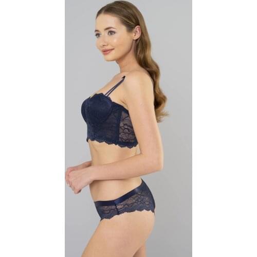 Women Blue Color Bra and Panties Set - 4600