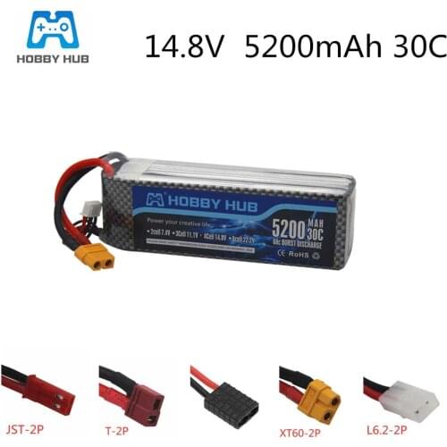 Hobby hub 14.8V 4S 5200mAh 30C power battery for RC airplane drone helicopter Car RC Boat Quadcopte Remote Control toys 4s