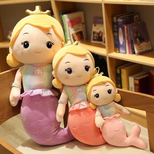 30-110cm Pretty Cartoon Mermaid Princess Plush Dolls Soft Fairy Tale Character Pillow Kids Stuffed Toys For Children Girl Gifts