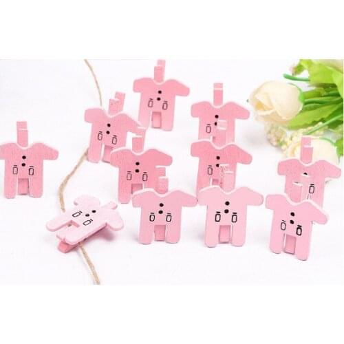 50pcs/lot Cute Wooden Clips Clothes Shaped Pink DIY Wedding Birthday Favor Decor Photo Clamp Holder Crafts Wood Craft MQ 023