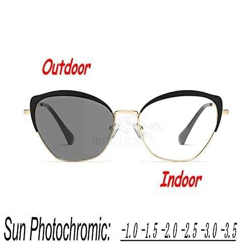 MINCL/Women Myopia Sun Photochromic Lens Ultra light Oval cat Female Optical Eyeglasses Frames v400 with box FML