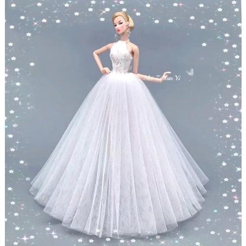 Fashion original for elegant lady wedding dress for barbie doll clothes princesa barbie dress long dress accessories