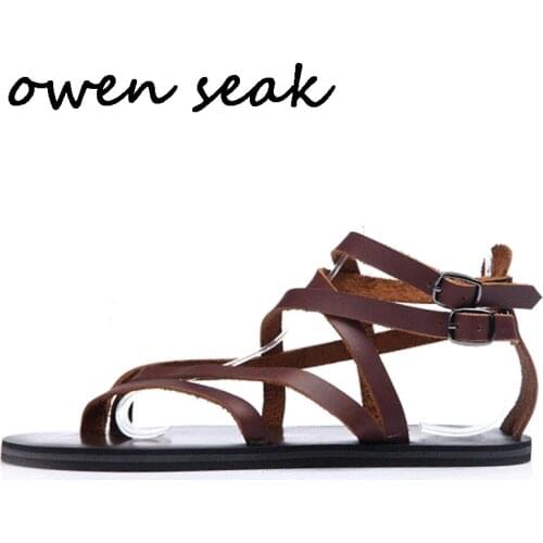 Owen Seak Men Casual Sandals Shoes Rome Gladiator Sandals Flip Flops Luxury Trainers Leather Men Owen Summer Shoes