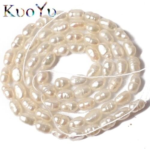 Natural White Oval Freshwater Pearl Cultured Loose Beads Strand 15" For DIY Bracelets Necklace Jewelry Making 4.5-8MM wholesale