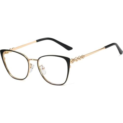Veshion Gold Metal Glasses Anti Blue Light Rhinestones Optical Computer Eyeglasses for Women Pink Hot-selling Clear Lens
