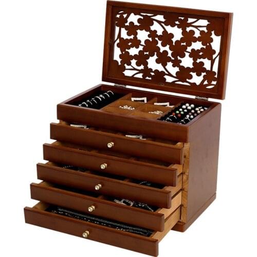 Makeup Organizer Box Creativity Vintage Wood Home Decor Storage Box with A Mirror Jewel Case Dressing Case Cosmetic Organizer