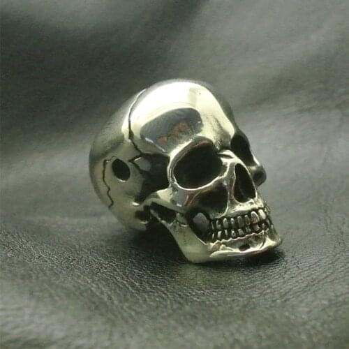 Knife Beads Fine Polishing White Sliver Brass Skull Head Three Links DIY Pendant Umbrella Pendants Personalized EDC Accessories