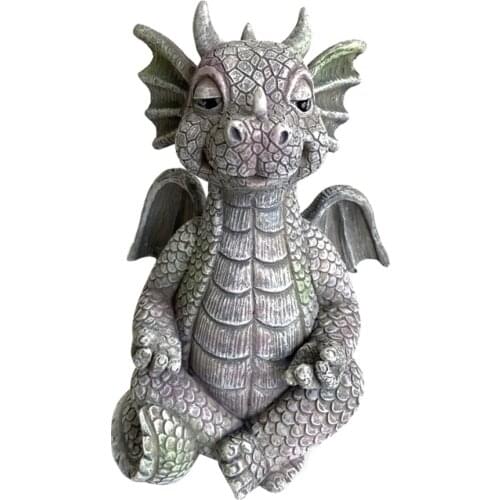 Resin Ornaments Collecting Decoration Lights Home Accessories Garden Dragon Meditated Statue