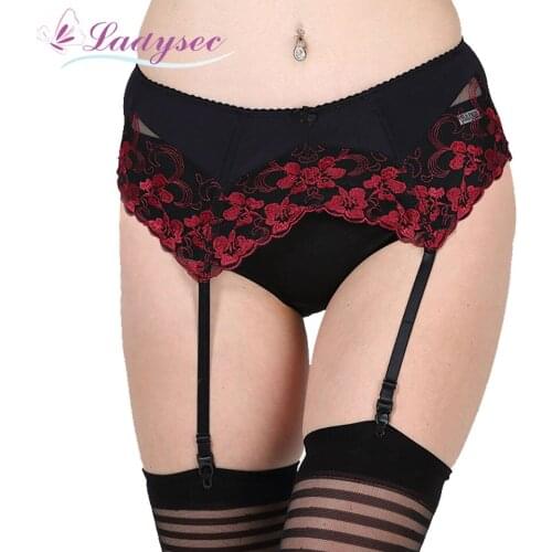 Ladysec Floral Lace Garter Belt For Women Perspective Garter Wedding Belt For Stockings Harness Mesh Lingeries Plus Size Liguero