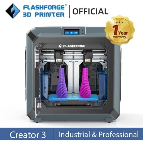 FlashForge Professional 3D Printer Creator 3 Industrial Level with Independent Extruders Facto 300℃ Heating Nozzlery Outlet