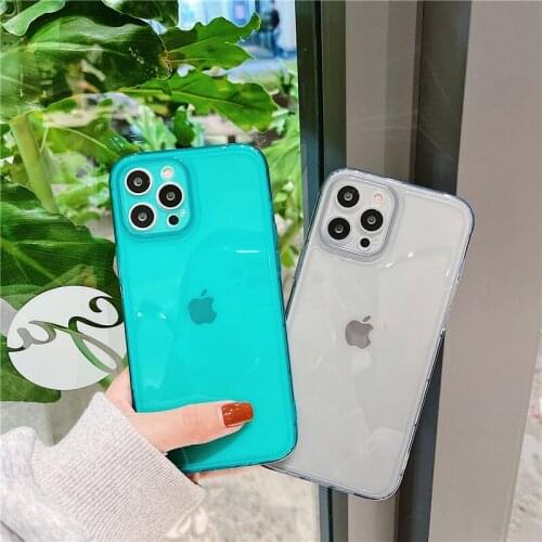 For iPhone 12 Mini 11 Pro Max 7 8 Plus X XR XS Max SE 2020 Minimalist Style Clear Camera Protective Phone Case TPU Back Cover