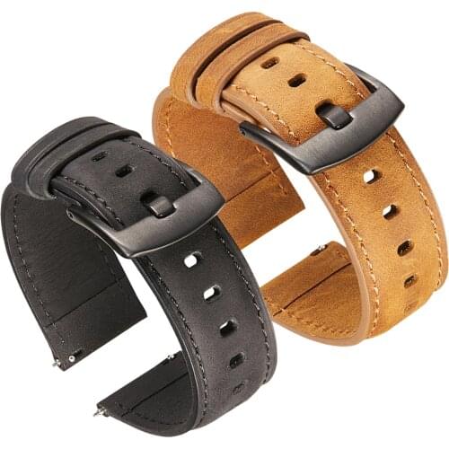 Strap For TicWatch Pro 2021/Pro 3 GPS/GTX Band For TicWatch E3/GTH Crazy Horse Leather Wristband Watchband Bracelet Accerssories