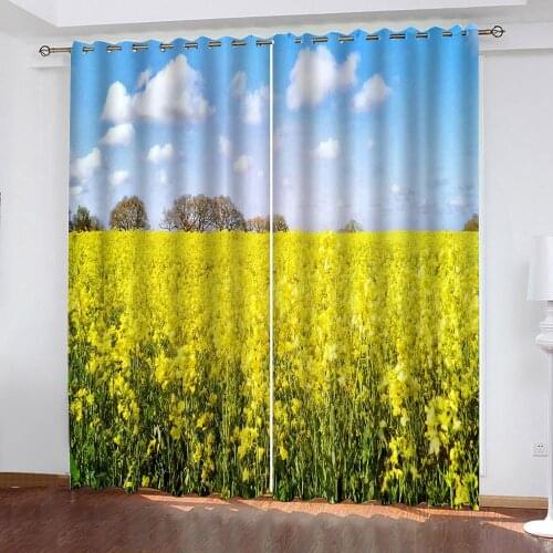 Luxury Blackout nature scenery 3D Window Curtains For Living Room fresh flower curtains Decoration curtains