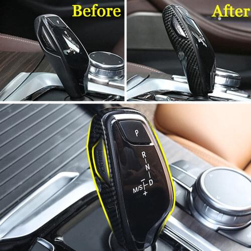 For BMW 5 6 7 Series X3 X4 2016 2017 2018 Carbon Fiber Gear Shift Lever Knob Cover Trim Collars Accessories Car Styling