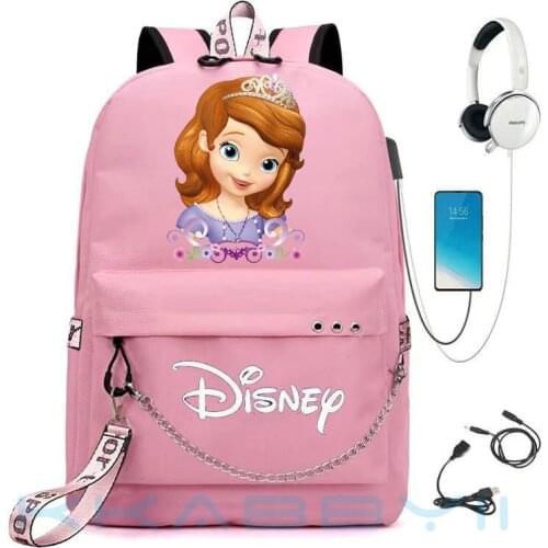 Disney Mickey Multi Women Men Backpack USB Charging Women School Backpacks Travel Bags Feminina Mochilas Casual Bags