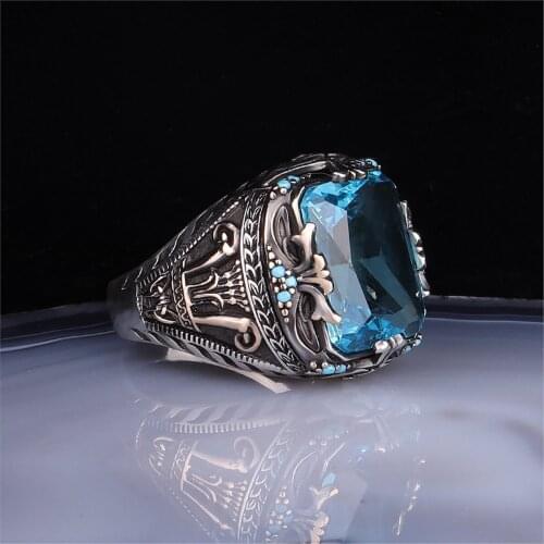 Aqua Cz 925 Sterling 925 K Silver Ring